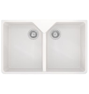 White Double Bowl Belfast Kitchen Sink Inc Wastes 800mm x 500mm