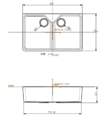 White Double Bowl Belfast Kitchen Sink Inc Wastes 800mm x 500mm