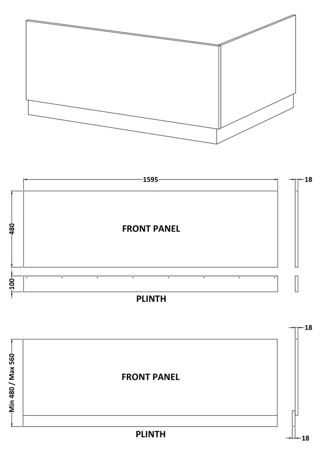 Straight Front Panel & Plinth 1600mm