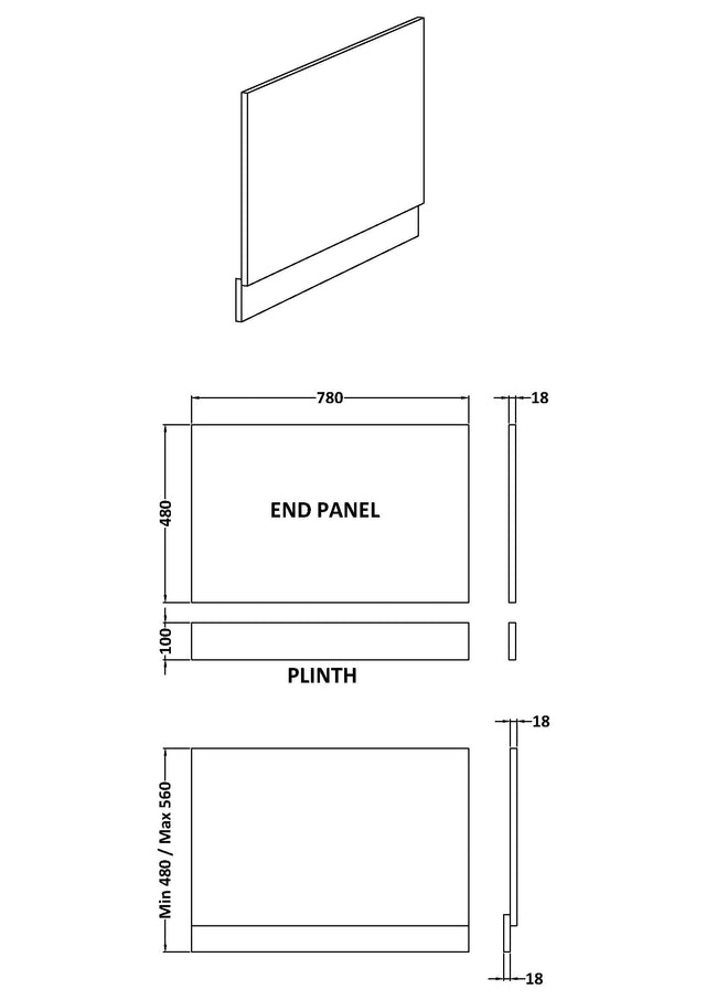 End Panel & Plinth 800mm
