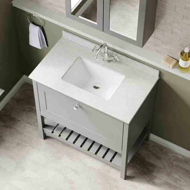 Hudson Reed Bexley 800mm Floor Standing 1 Drawer Vanity Unit With Marble Top Basin & 1 Tap Hole