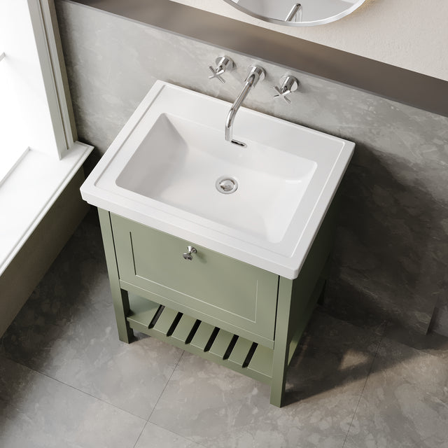 Hudson Reed Bexley 600mm Floor Standing 1 Drawer Vanity Unit with Basin with Soft Close Drawers