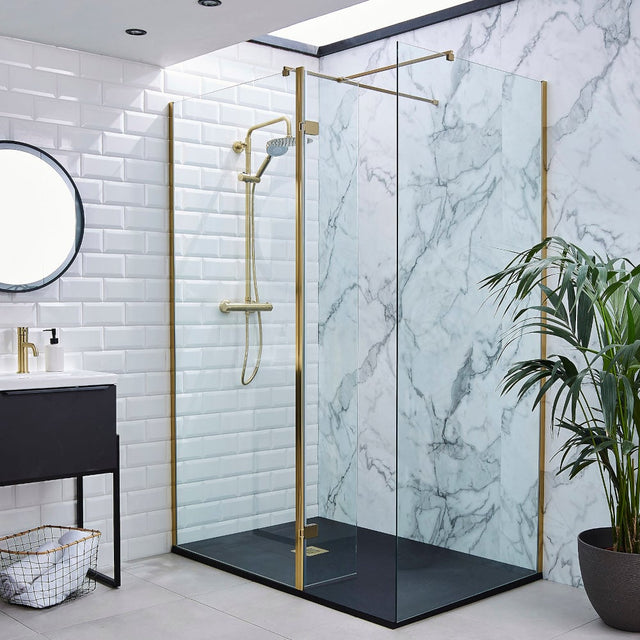 Brushed Brass Wetroom Profile Kit (Wall Profile & Bracing Bar)