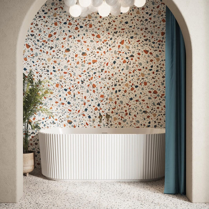 Fluted Modern Designer BACK TO WALL Freestanding Bath 1700mm x 780mm