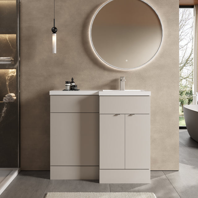 Hudson Reed Fusion 1000mm Left Hand Pebble Grey Combination Vanity Unit With Basin