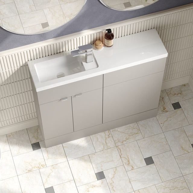 Hudson Reed Fusion 1000mm Pebble Grey Compact Combination Vanity & Toilet Unit