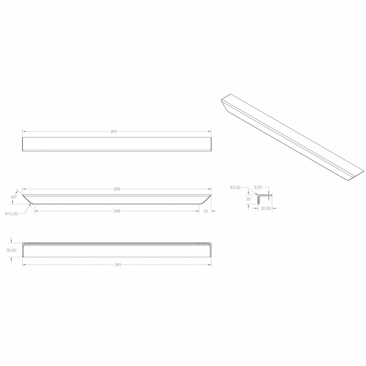 Custom Handle For Vanity Units - 3 COLOURS !