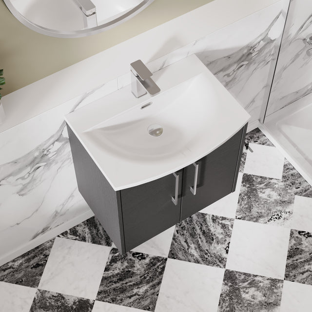 Hudson Reed Juno 600mm Wall Hung 2-Door Vanity Unit With 1 Tap Hole Basin