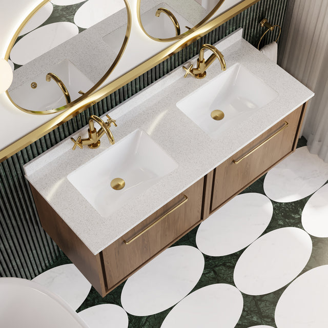 Hudson Reed Lille 1220mm Wall Hung Vanity Unit with Double Basin and Soft Close Drawer