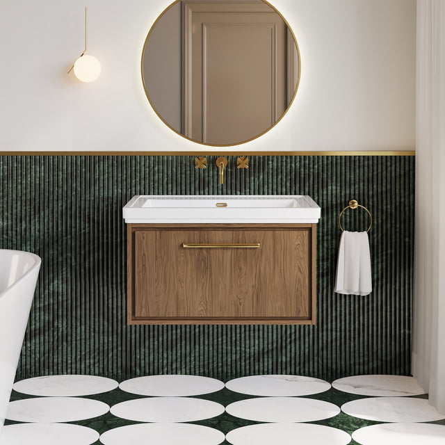 Lille 800mm Wall Hung Single Drawer Vanity with Basin - 0 Tap Hole