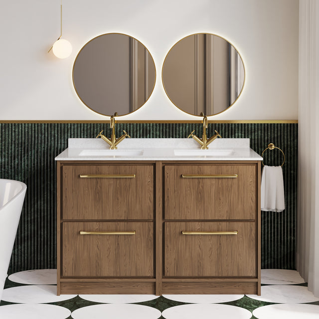 Lille 1200mm Floor Standing 4-Drawer Vanity with Marble Worktop Basin