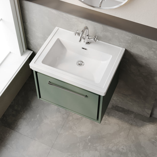 Lille 600mm Wall Hung Single Drawer Vanity with Basin - 1 Tap Hole