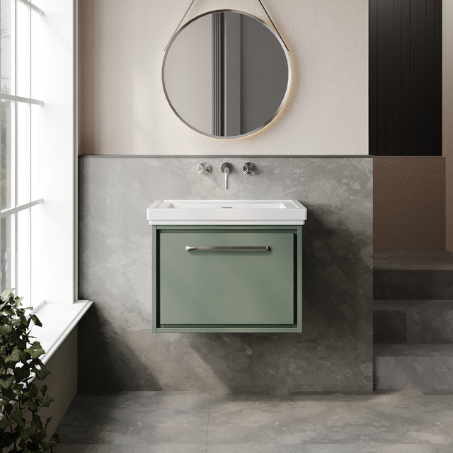 Lille 600mm Wall Hung Single Drawer Vanity with Basin - 0 Tap Hole