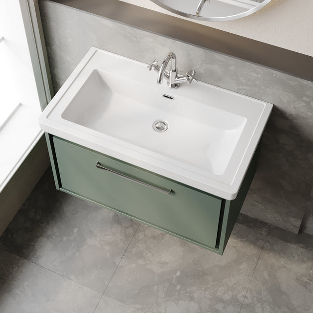 Lille 800mm Wall Hung Single Drawer Vanity with Basin - 1 Tap Hole