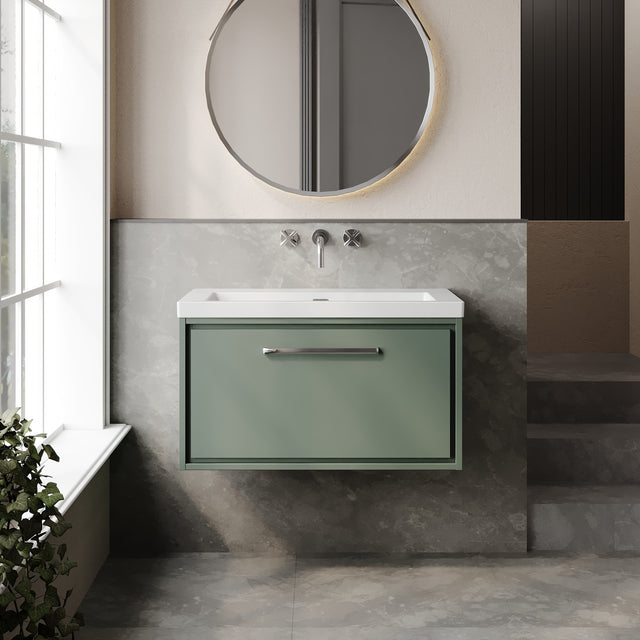 Lille 800mm Wall Hung Single Drawer Vanity with Basin - 0 Tap Hole