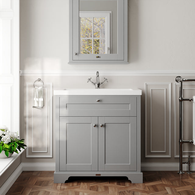 Hudson Reed Old London 800mm Storm Grey 2-Door Basin Unit With Basin