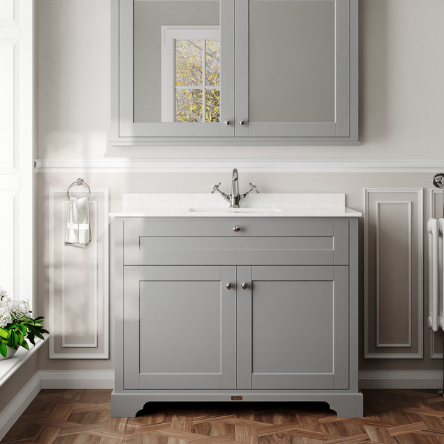Hudson Reed Old London 1000mm Floor Standing 2 Door Vanity Basin Unit with White Marble Top Basin