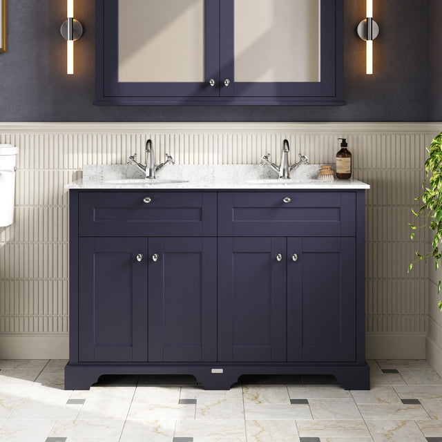 Hudson Reed Old London 1200mm Floor Standing Vanity Unit With Double Grey Marble Top Basin