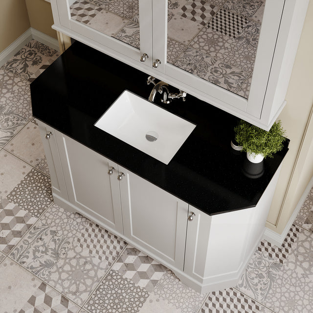 Floor Standing 4 Door Angled Vanity Unit with 1 Tap Hole Black Marble Top 1200mm