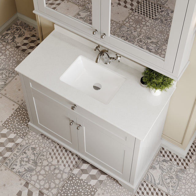 Hudson Reed Old London 1000mm Floor Standing 2 Door Vanity Basin Unit With Square Basin & Marble Top