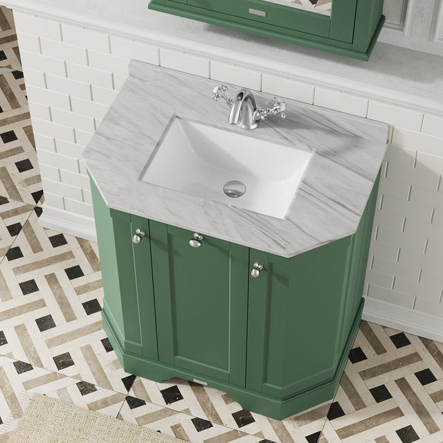 Floor Standing 3 Door Vanity Unit with 1 Tap Hole Grey Marble Top 750mm