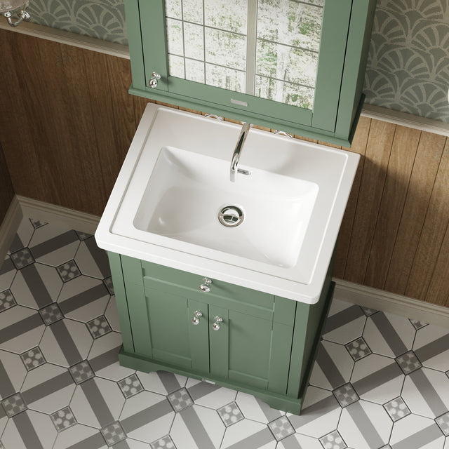Hudson Reed Old London 600mm Floor Standing 2 Door Vanity Unit & 0 Tap Hole Fireclay Basin