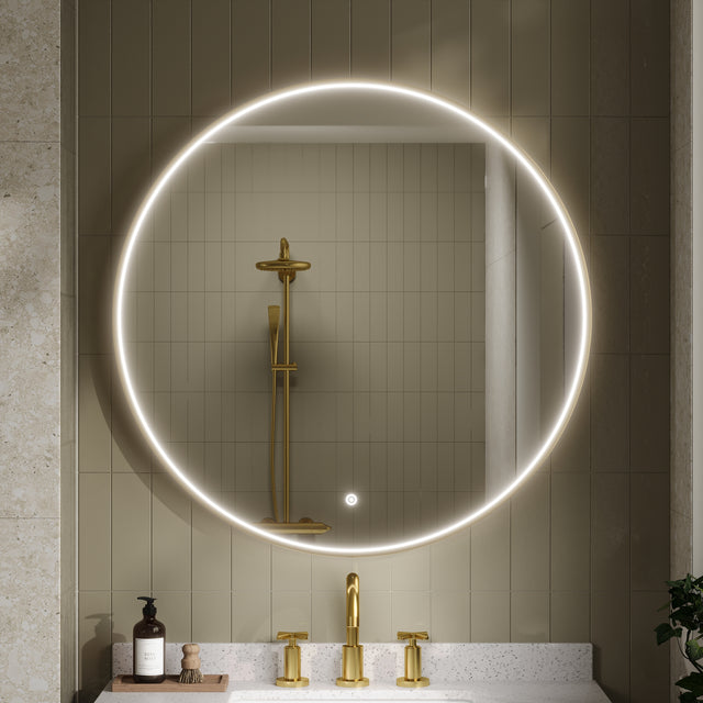 Mensa Brushed Brass Inset Frame LED Mirror - 800mm