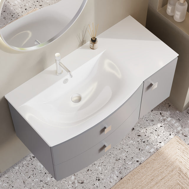 Hudson Reed Sarenna 1000mm Dove Grey Left Hand 2 Drawer 1 Door Wall Hung Vanity Unit with Basin