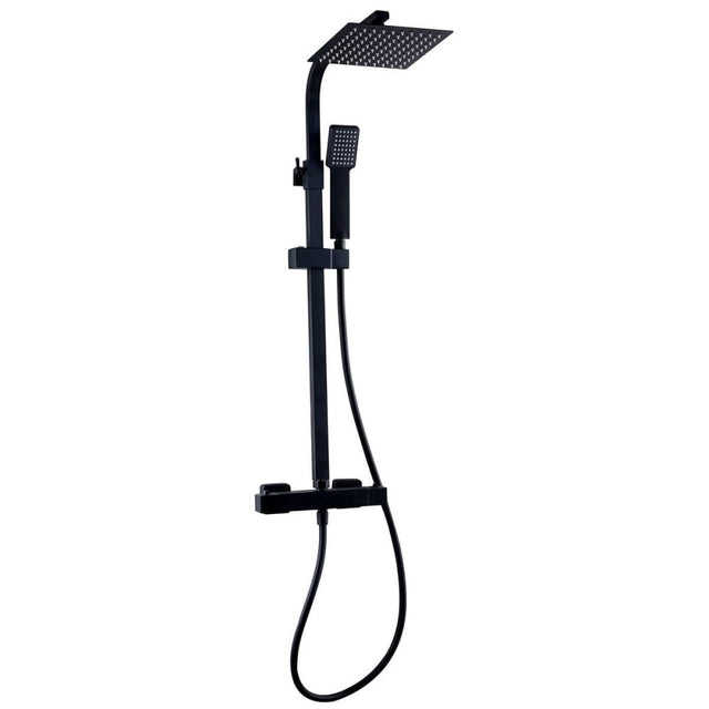 NERO SQUARE THERMOSTATIC EXPOSED BAR SHOWER WITH OVERHEAD DRENCHER AND SLIDING HANDSET