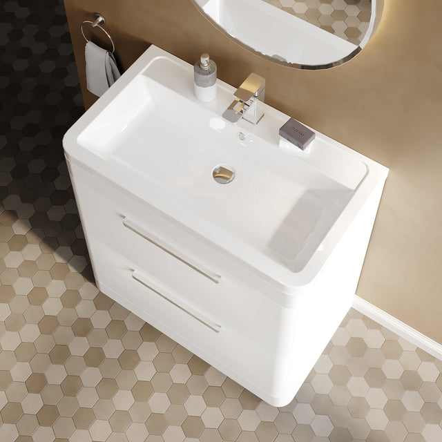 Hudson Reed Solar 800mm Floor Standing 2 Drawer Vanity Unit With Ceramic Basin