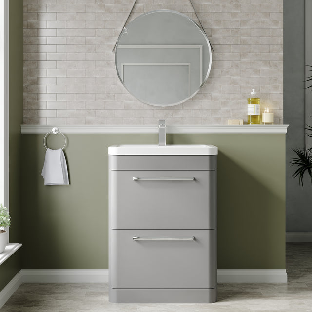 Hudson Reed Solar 600mm Floor Standing 2 Drawer Vanity Unit With Ceramic Basin