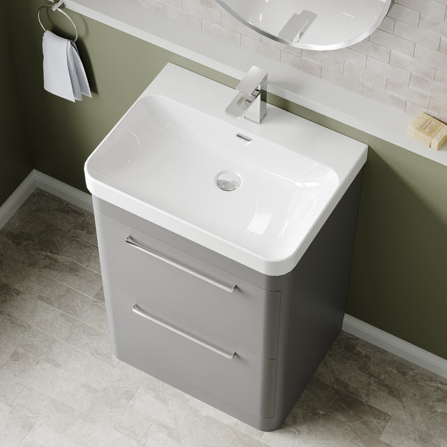 Hudson Reed Solar 600mm Floor Standing 2 Drawer Vanity Unit With Ceramic Basin