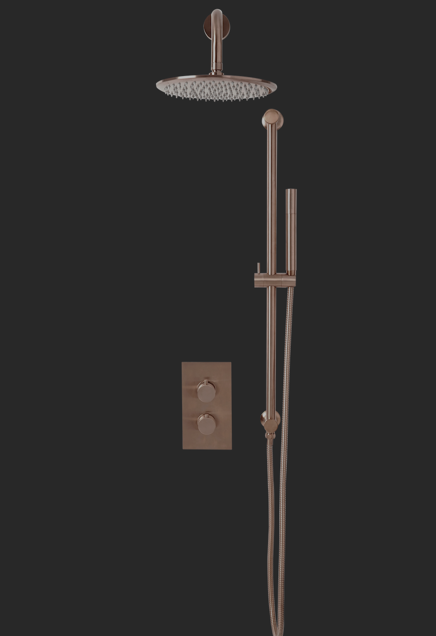 CORE Concealed Valve, Head, Arm, Handset, Slide Rail Kit + Hose Shower - 5 COLOURS !