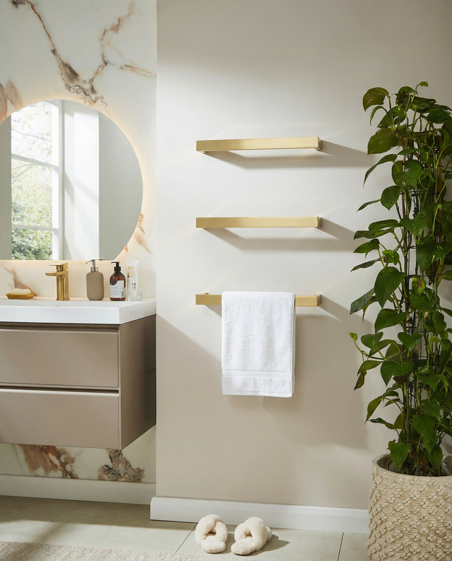 Singola Dry Electric Towel Rail 500mm - Brushed Brass