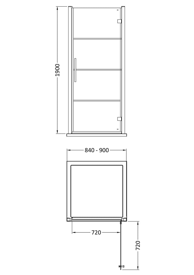 Apex 900mm Hinged Shower Door 8mm Glass