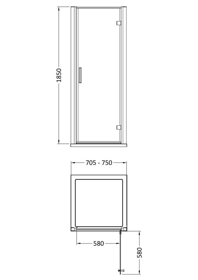 Pacific 760mm Hinged Door Enclosure 6mm Glass