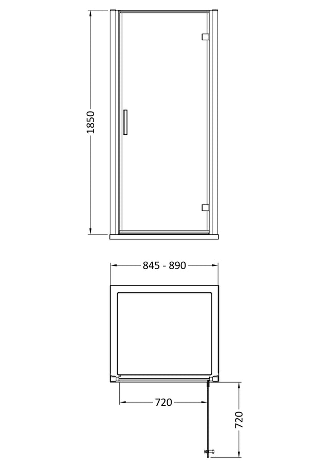 Pacific 900mm Hinged Door 6mm Glass