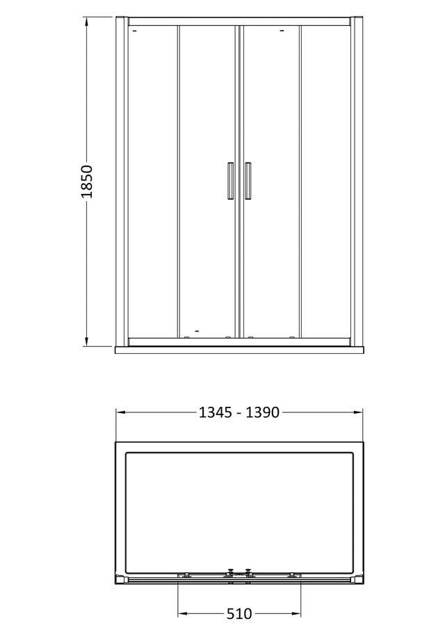 Hudson Reed Pacific 1400mm Double Sliding Door Shower Enclosure