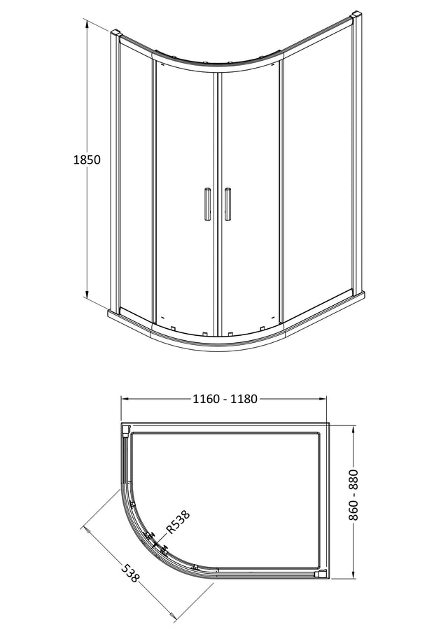 Hudson Reed Pacific 1200 x 900mm Offset Quadrant Shower Enclosure