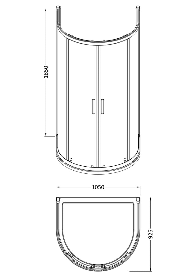 Hudson Reed Pacific 1050mm D-Shape Shower Enclosure