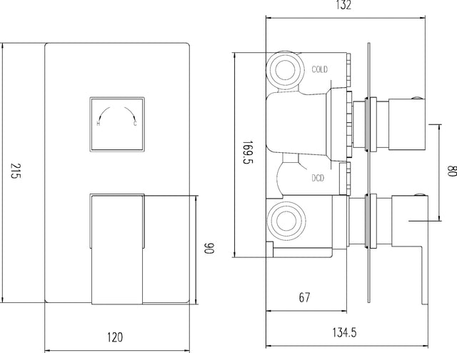 Art Twin Thermostatic Shower Valve With Diverter