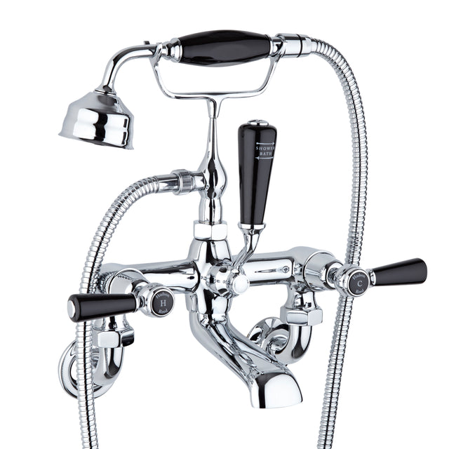 Black Topaz With Lever Handle Wall Mounted Bath Shower Mixer