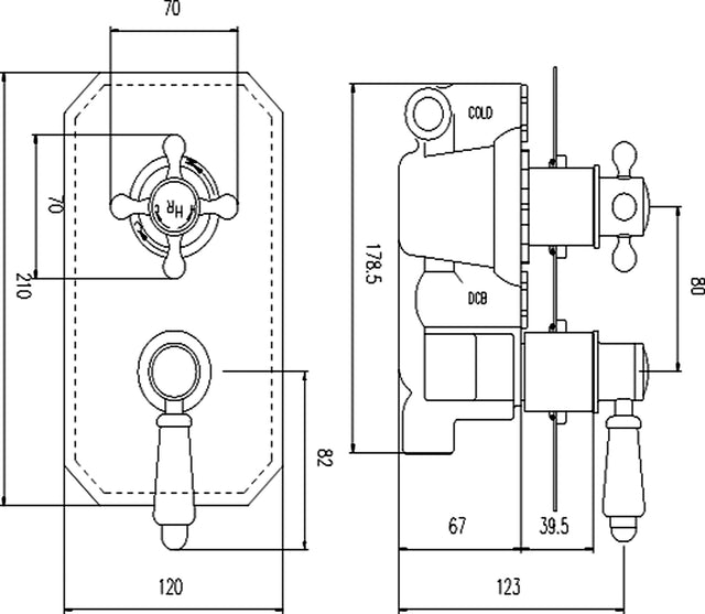 Black Topaz Twin Concealed Shower Valve With Diverter
