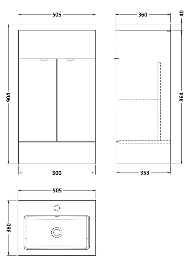Hudson Reed Fusion 500mm Pebble Grey Vanity Unit & Basin Ready Built