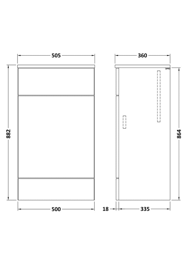 Hudson Reed Fusion 500mm Floor Standing Toilet Unit With Coordinating Top