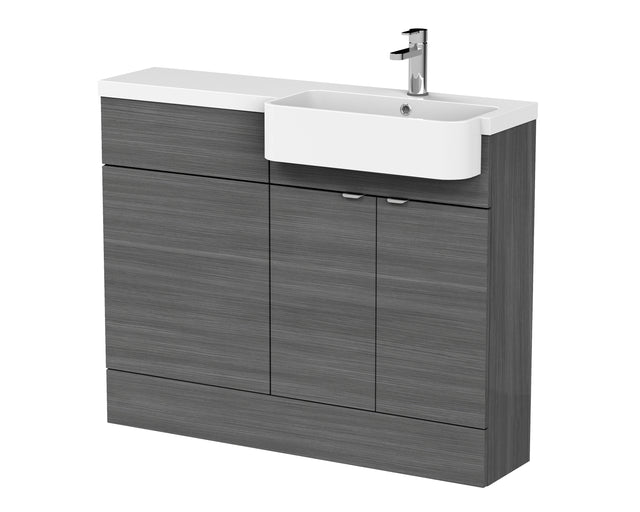 Hudson Reed Fusion 1100mm Floor Standing 2 Door Vanity Unit & Toilet with Right Hand Semi Recessed Basin Soft Close