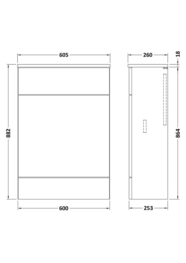 Hudson Reed Fusion 600mm Charcoal Black Floor Standing Toilet Unit With Coordinating Top