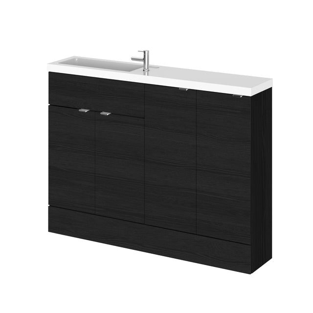 Hudson Reed Fusion 1200mm Compact Charcoal Black Floor Standing 2 Door Vanity Basin Combination
