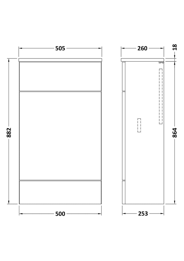 Hudson Reed Fusion Compact 500mm Gloss Grey Floor Standing Toilet Unit With Coordinating Top