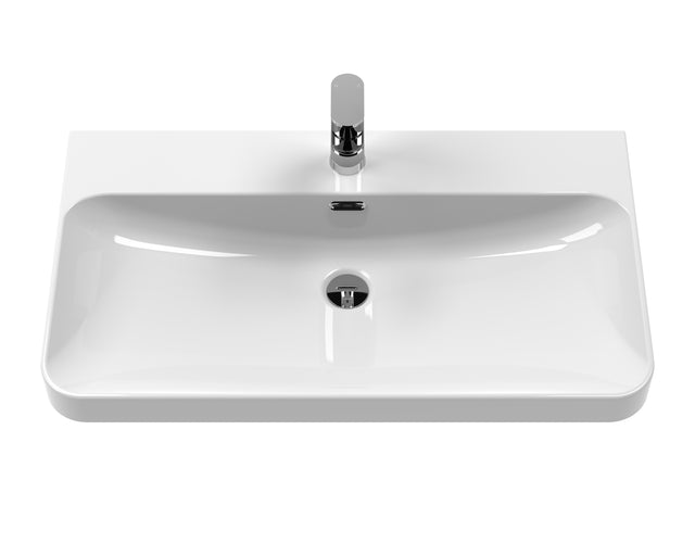 Hudson Reed Solar 800mm Indigo Blue Floor Standing 2 Drawer Vanity Unit With Ceramic Basin